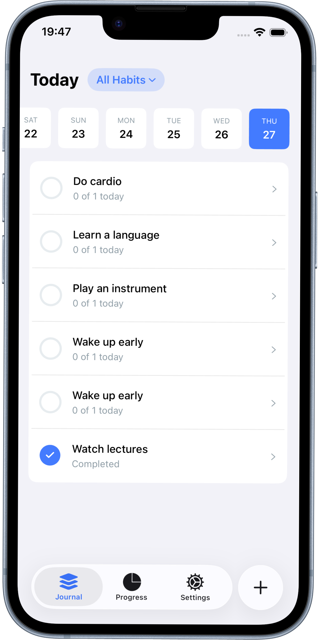 Habiq Today Habit Journal on iPhone